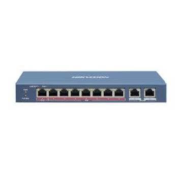 DS-3E0310P-E/M HIKVISION 8 port POE keçid/POE büdcəsi 110W/ Hi-PoE 60w/ 2 Gigabit RJ45 yuxarı keçid								